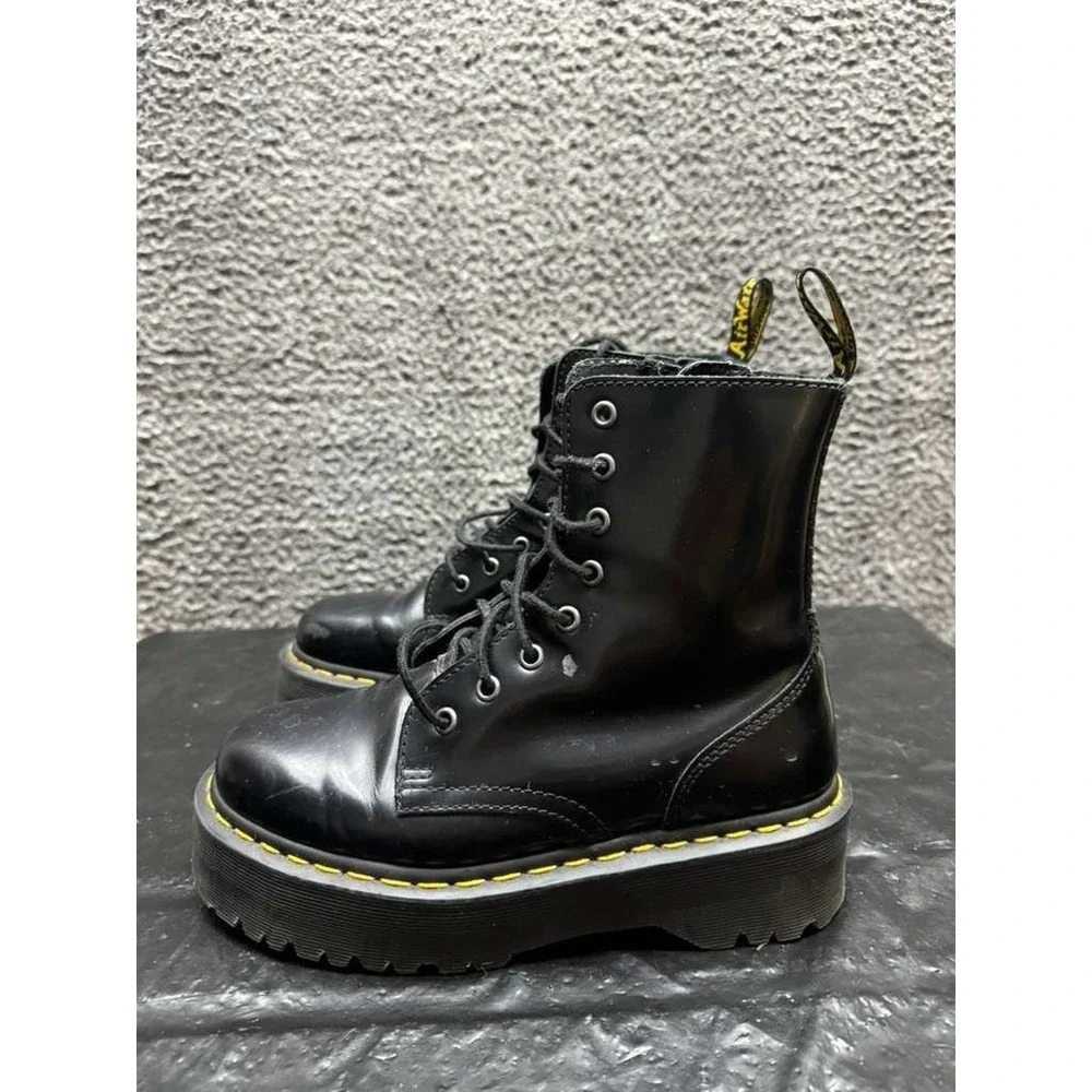 Dr. Martens Jadon Polished Smooth Leather Platform Boots‎ Black US M 6/W 7